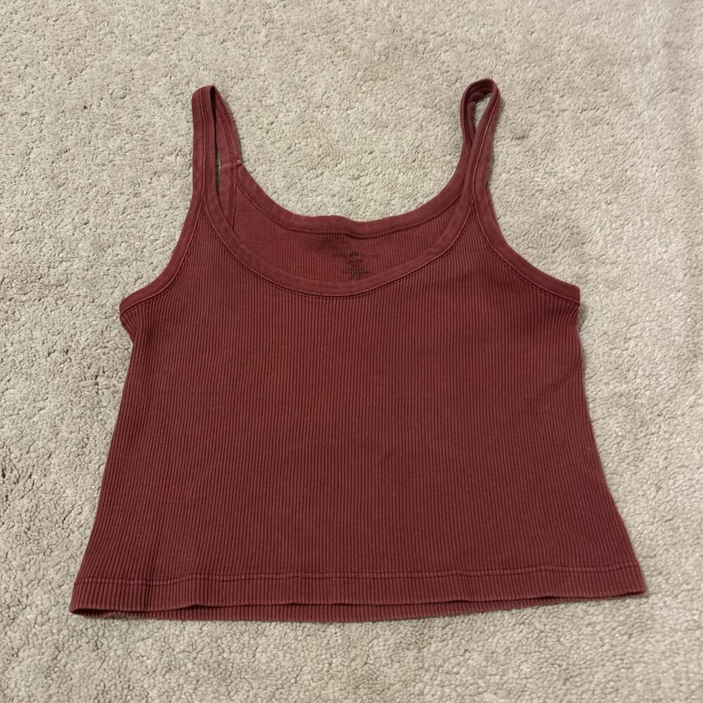 Brandy-melville Women's Burgundy tank top
